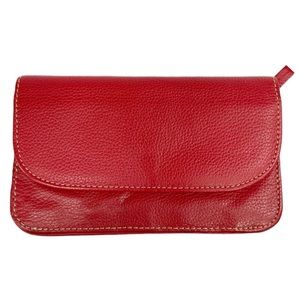 Leather Snap Wallet Organizer in Red
